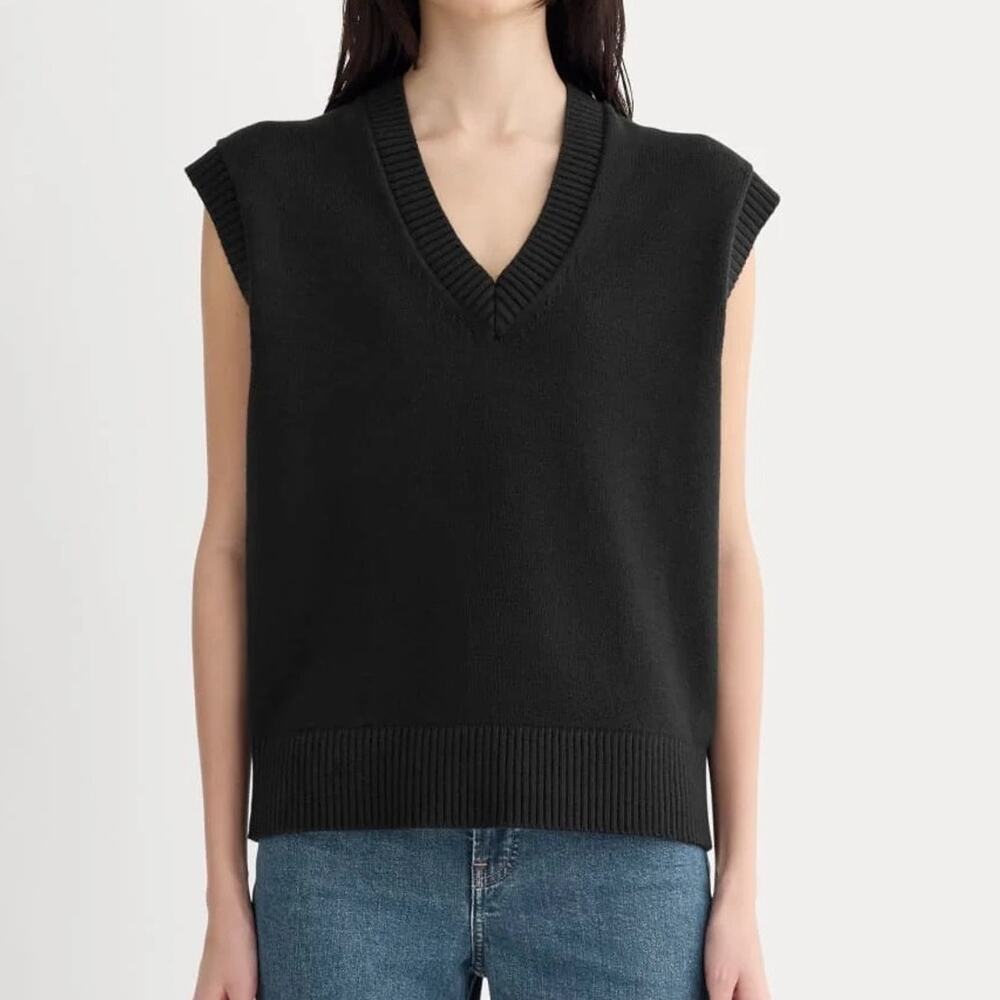 Everlane The Boxy Vest In Everyday Cotton Black Size XXL NWT